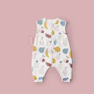 KUB Sleeveless Cotton Gauze Split-Leg Sleeping Bag - Fruit Pie, Double Layer, 110cm