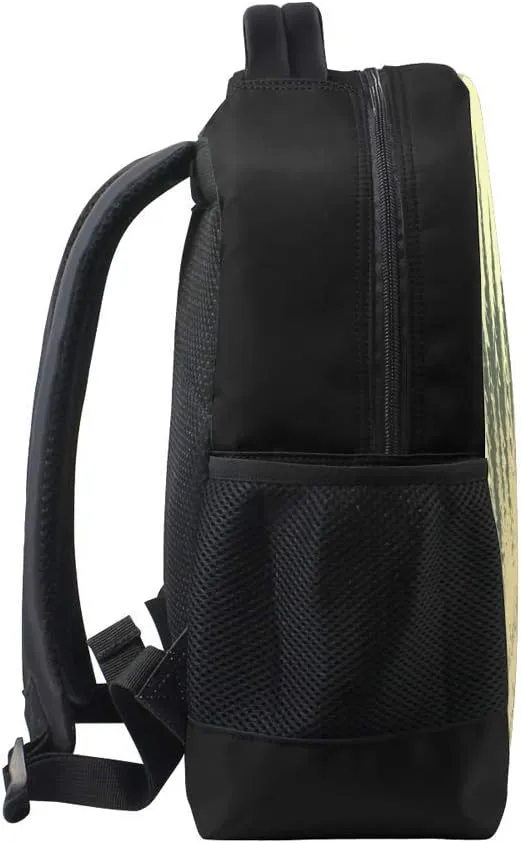 Kuizee Classic Backpack Schoolbag Adjustable Padded Shoulder Straps Daypack ﻿Vintage Beige Card Style Coniferous Forest Sun Casual Bags Durable College Daily 16Inch