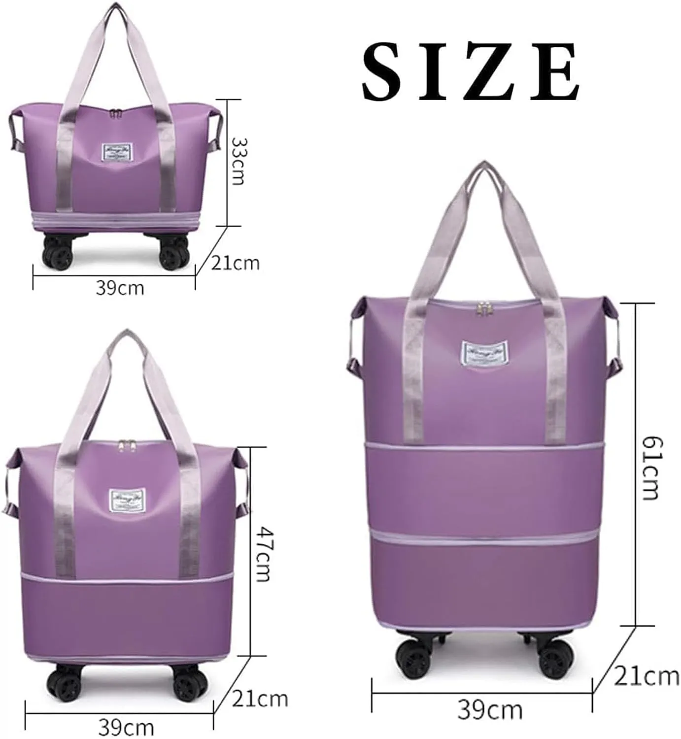Kulken Beente Pepepo Travel Bag With Wheels, folding bag with wheels foldable & Women, Ideal for Business Trips & Long Travel (Gray)