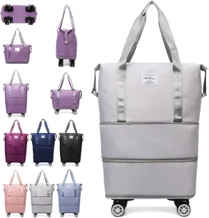 Kulken Beente Pepepo Travel Bag With Wheels, folding bag with wheels foldable & Women, Ideal for Business Trips & Long Travel (Gray)