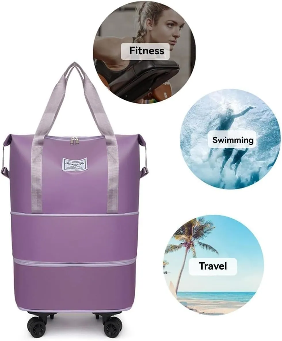 Kulken Beente Pepepo Travel Bag With Wheels, folding bag with wheels foldable & Women, Ideal for Business Trips & Long Travel (Gray)