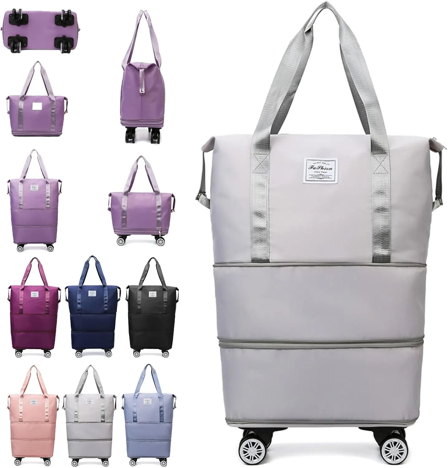 Kulken Beente Pepepo Travel Bag With Wheels, folding bag with wheels foldable & Women, Ideal for Business Trips & Long Travel (Gray)
