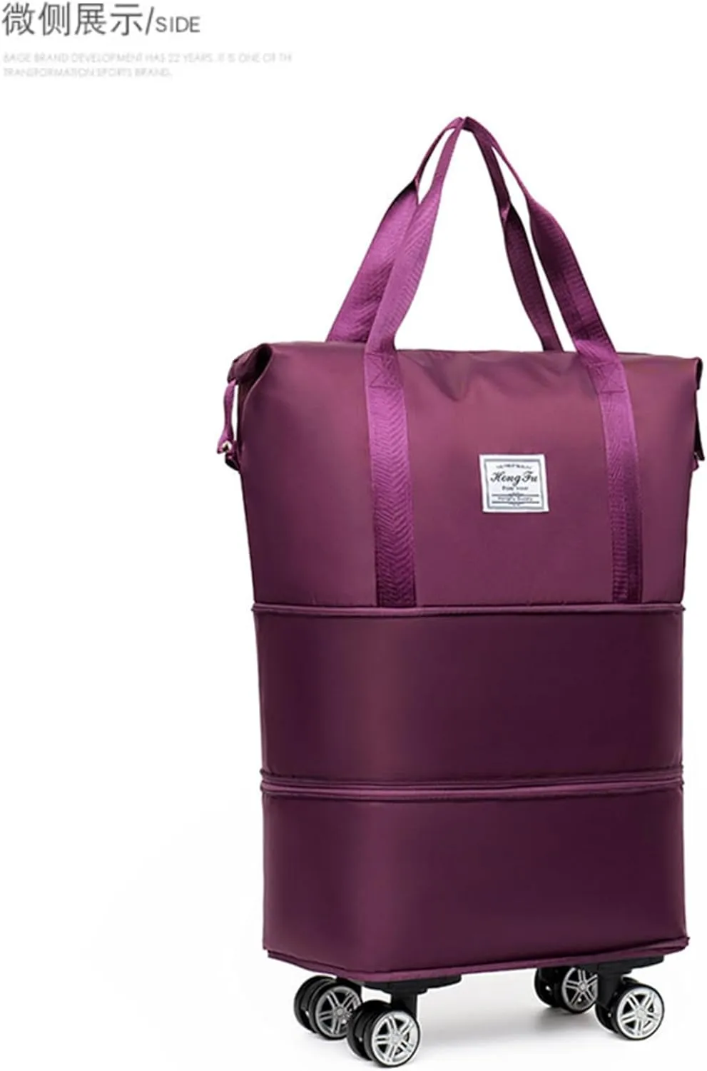 Kulken Travel Bag with Wheels, 2025 New Large Capacity Travel Bag - Universal Wheel Removable (non-wheeled, Purple)