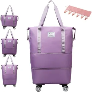 Kulken Travel Bag with Wheels, 2025 New Large Capacity Travel Bag, Wheel Removable, Convertible Womens Duffle Bags(Purple)