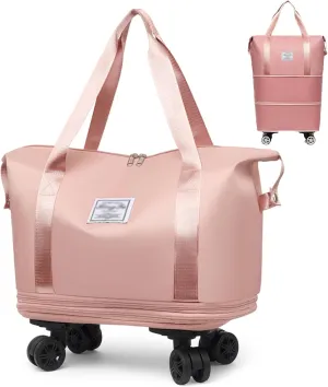 Kulken Travel Bag With Wheels, Expandable Large Capacity 2025 New Travel Bag - Universal Wheel Removable (Pink)
