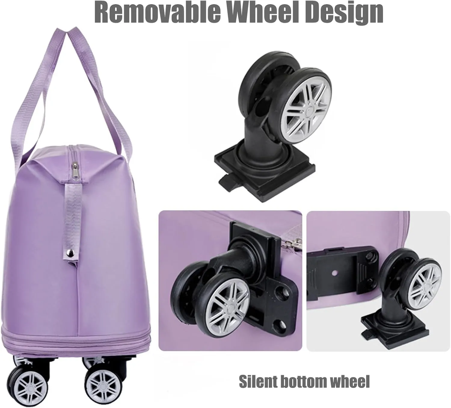 Kulken Travel Bag With Wheels, Expandable Large Capacity 2025 New Travel Bag - Universal Wheel Removable (Pink)