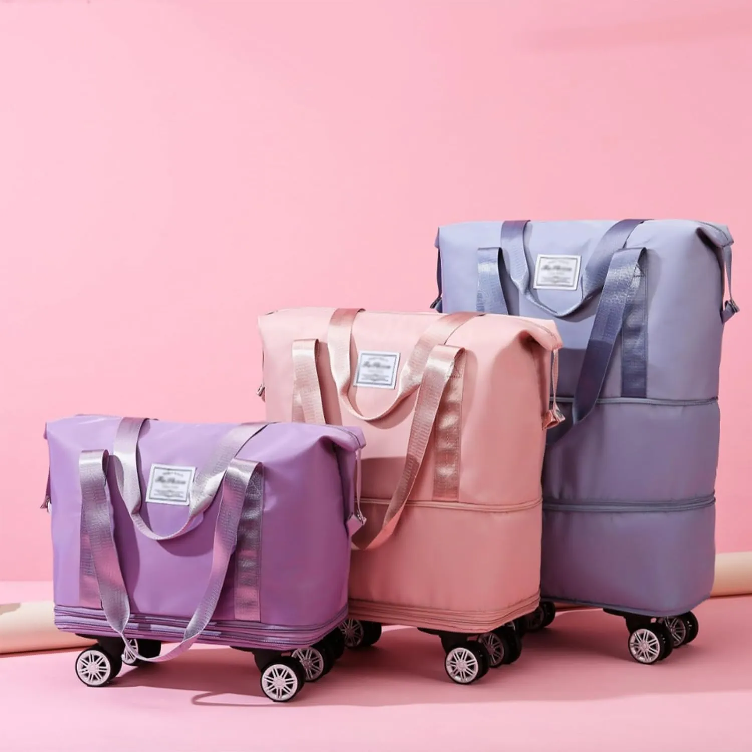 Kulken Travel Bag With Wheels, Expandable Large Capacity 2025 New Travel Bag - Universal Wheel Removable (Pink)