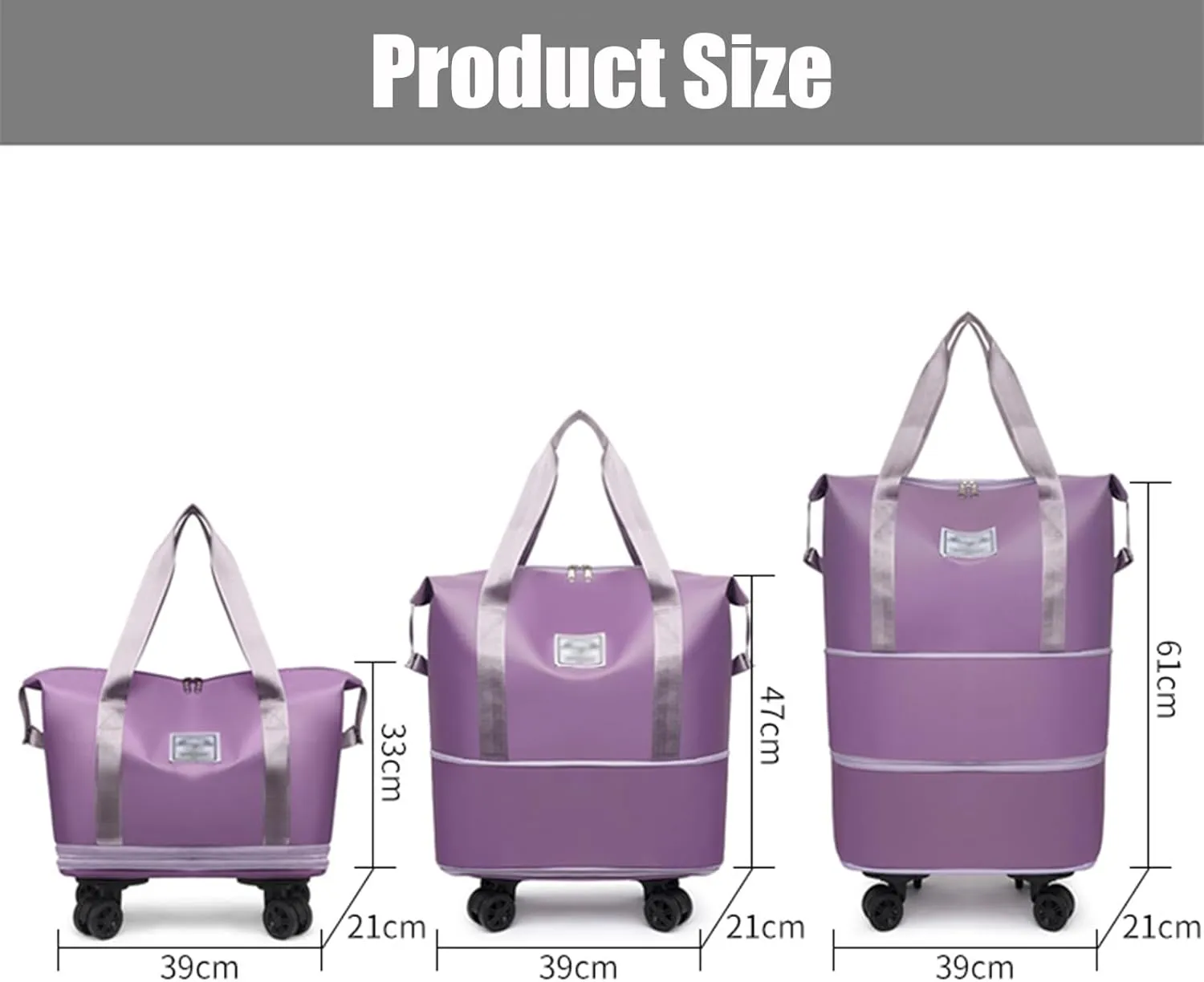 Kulken Travel Bag With Wheels, Expandable Large Capacity 2025 New Travel Bag - Universal Wheel Removable (Pink)