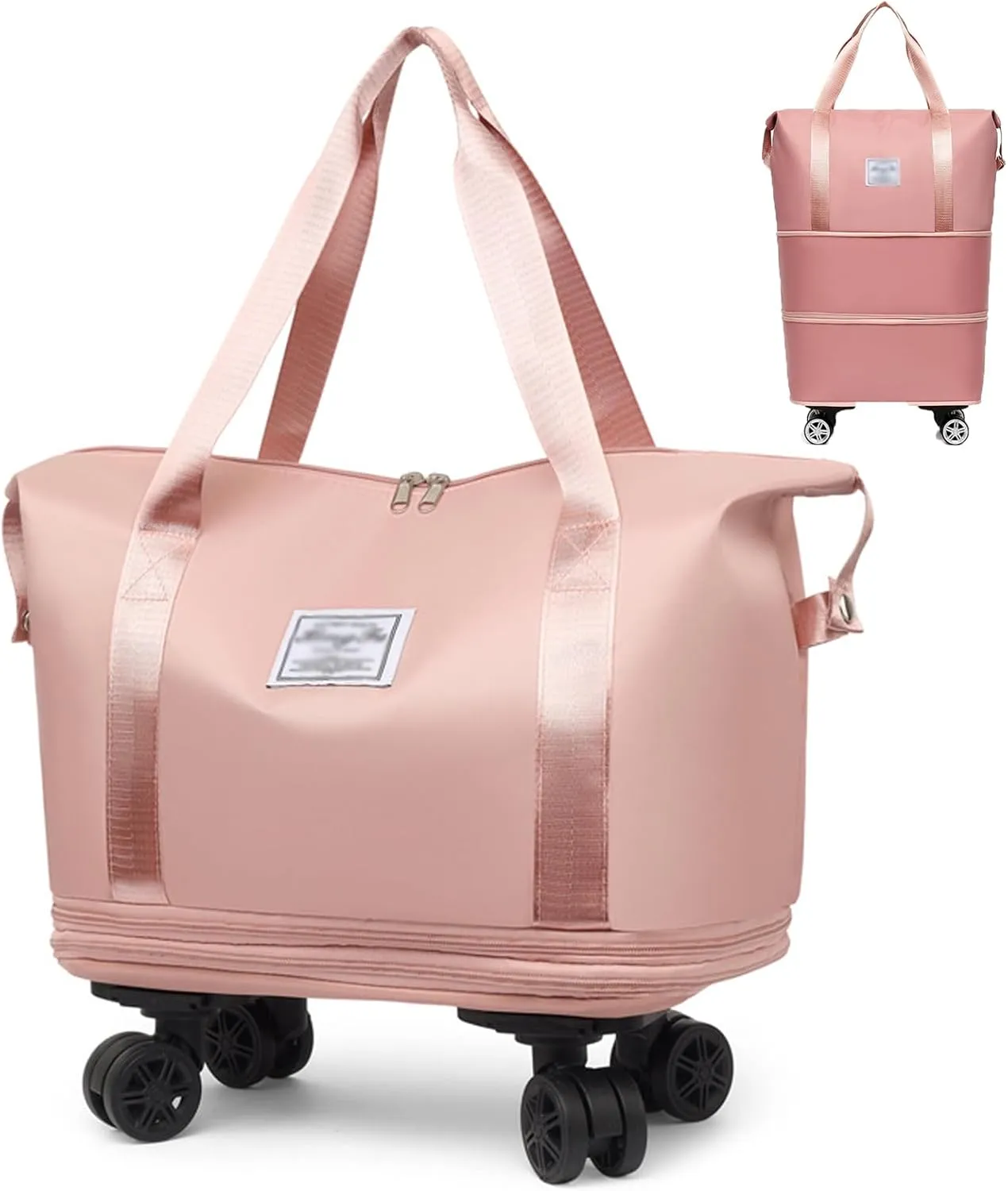 Kulken Travel Bag With Wheels, Expandable Large Capacity 2025 New Travel Bag - Universal Wheel Removable (Pink)