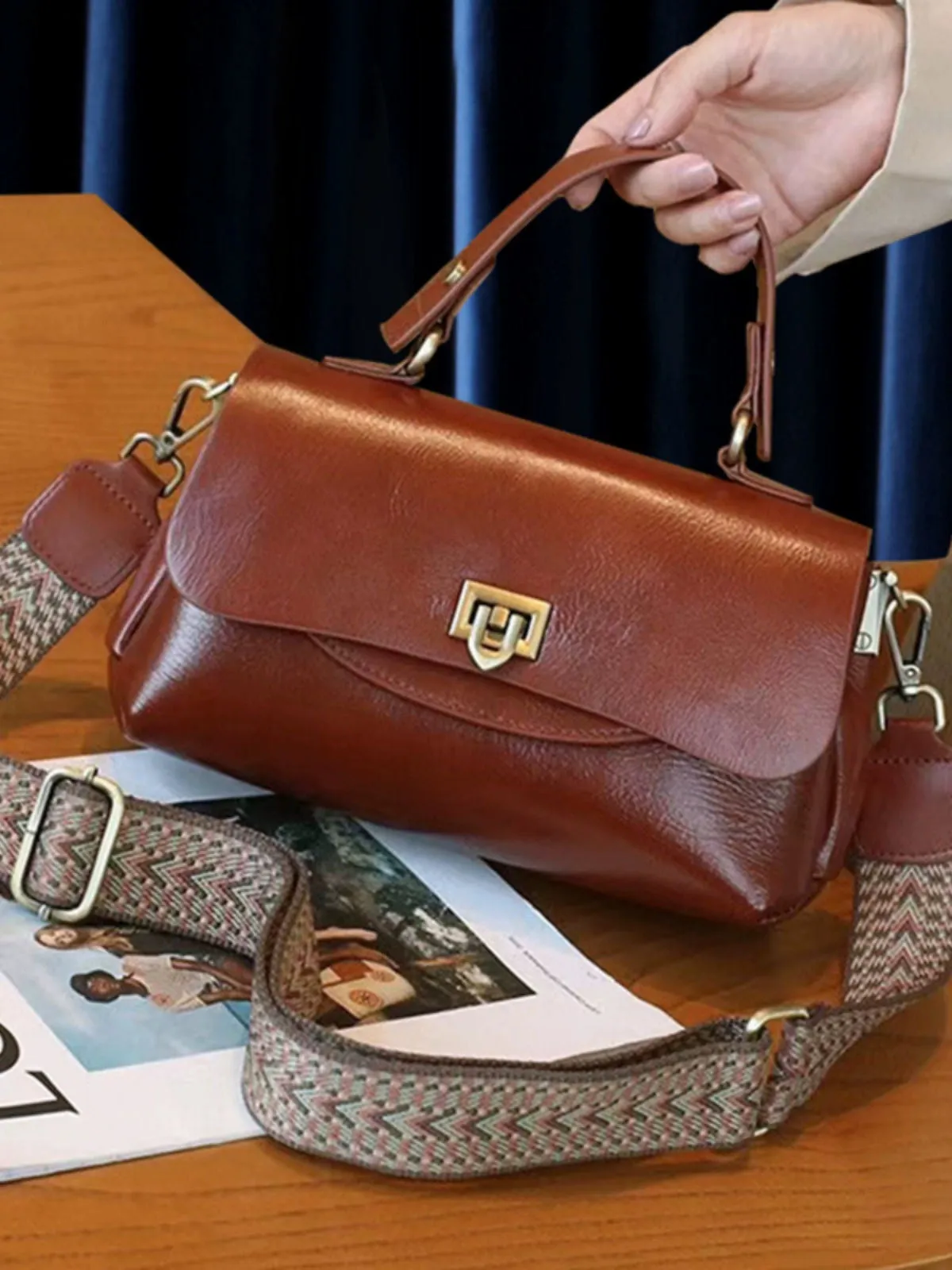 Ladies' handbag retro temperament OL commuting women's bag broadband fashion multi bag single shoulder crossbody bag trend