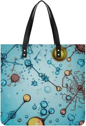 Ladies Soft Leather Wallet Leather Printed Handbags for Women Abstraction Biology Chemistry Printed Satchel Tote Fashion Shoulder Bag Purses