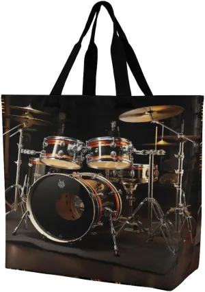 Large Capacity Shopping Bag Drum Set Printed One Shoulder Shopping Bag Women's One Shoulder Tote Bag for Shopping Travel Work