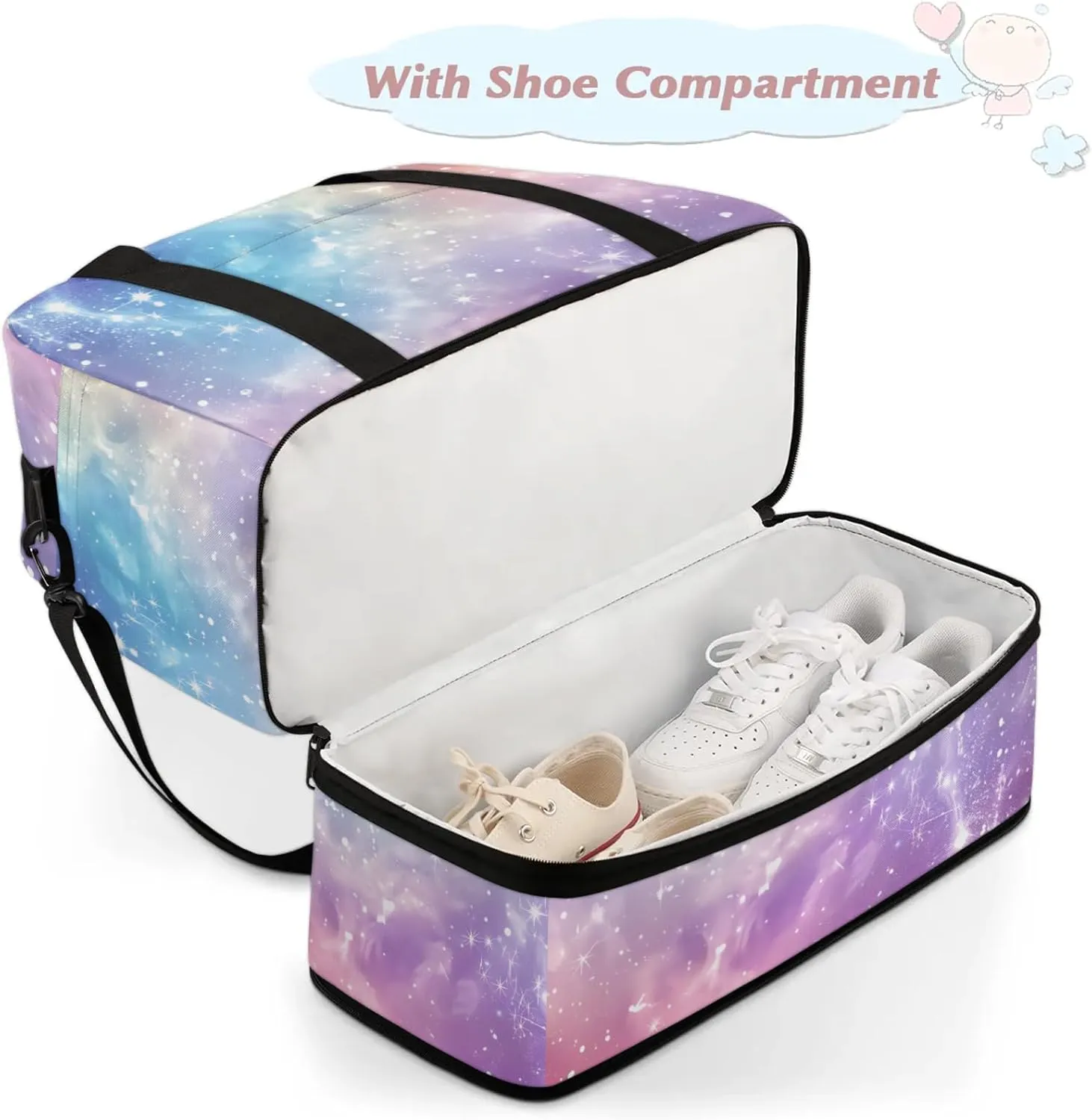 Large Weekender Overnight Bags Travel Duffel Bag for Women Men Galaxy Nebula Colorful Gym Bag With Shoe Compartment Foldie Travel Tote Bag Carry On Personal Item Bag for Travel Gym Sports
