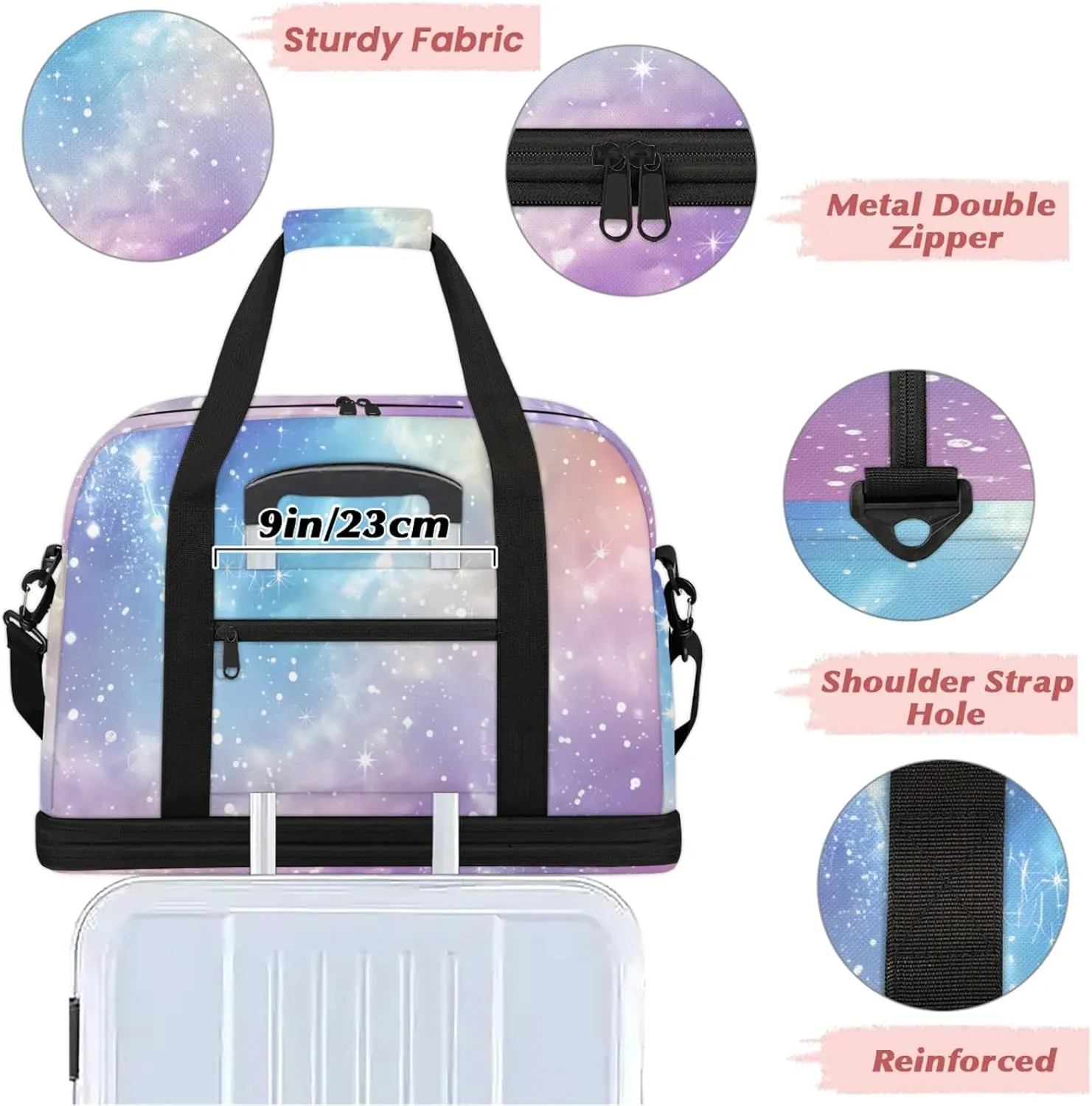 Large Weekender Overnight Bags Travel Duffel Bag for Women Men Galaxy Nebula Colorful Gym Bag With Shoe Compartment Foldie Travel Tote Bag Carry On Personal Item Bag for Travel Gym Sports
