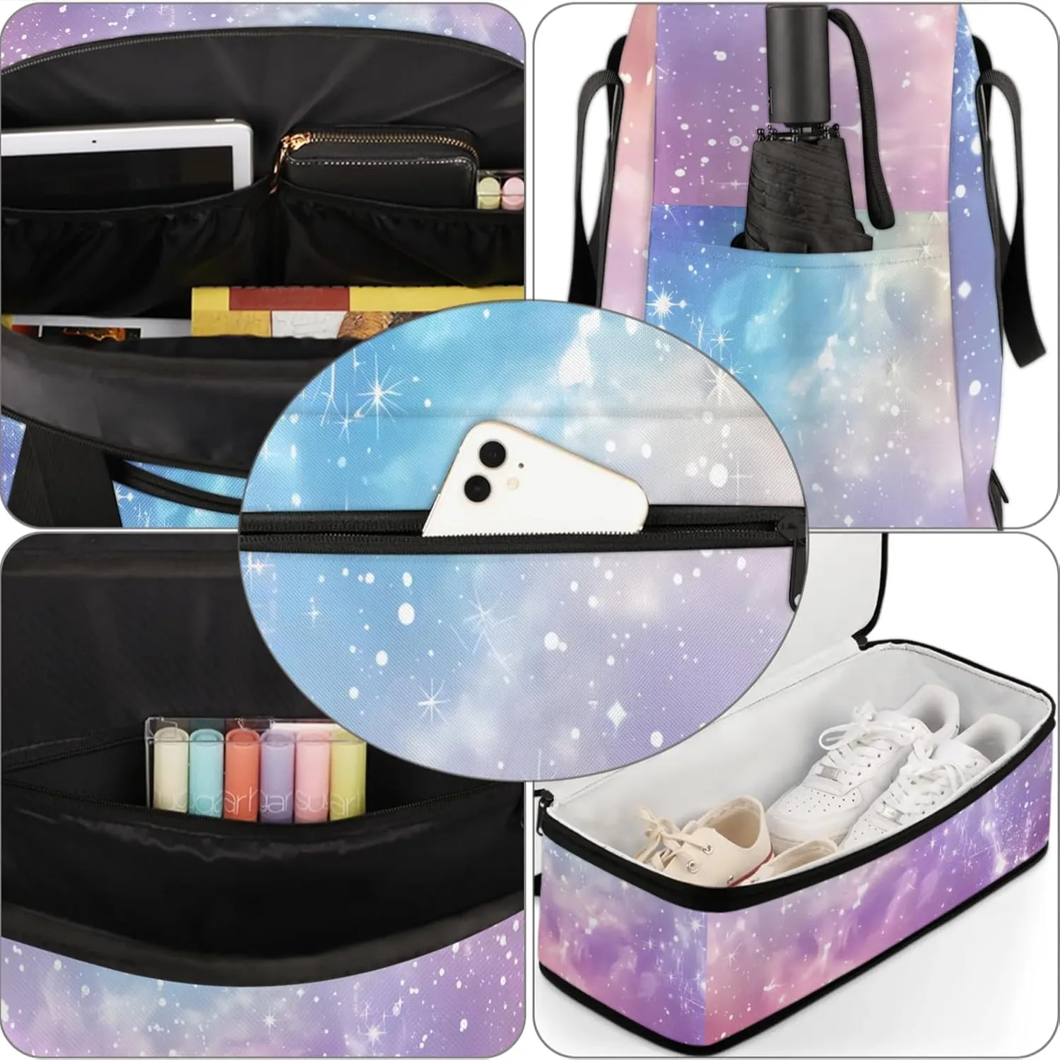 Large Weekender Overnight Bags Travel Duffel Bag for Women Men Galaxy Nebula Colorful Gym Bag With Shoe Compartment Foldie Travel Tote Bag Carry On Personal Item Bag for Travel Gym Sports