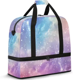 Large Weekender Overnight Bags Travel Duffel Bag for Women Men Galaxy Nebula Colorful Gym Bag With Shoe Compartment Foldie Travel Tote Bag Carry On Personal Item Bag for Travel Gym Sports