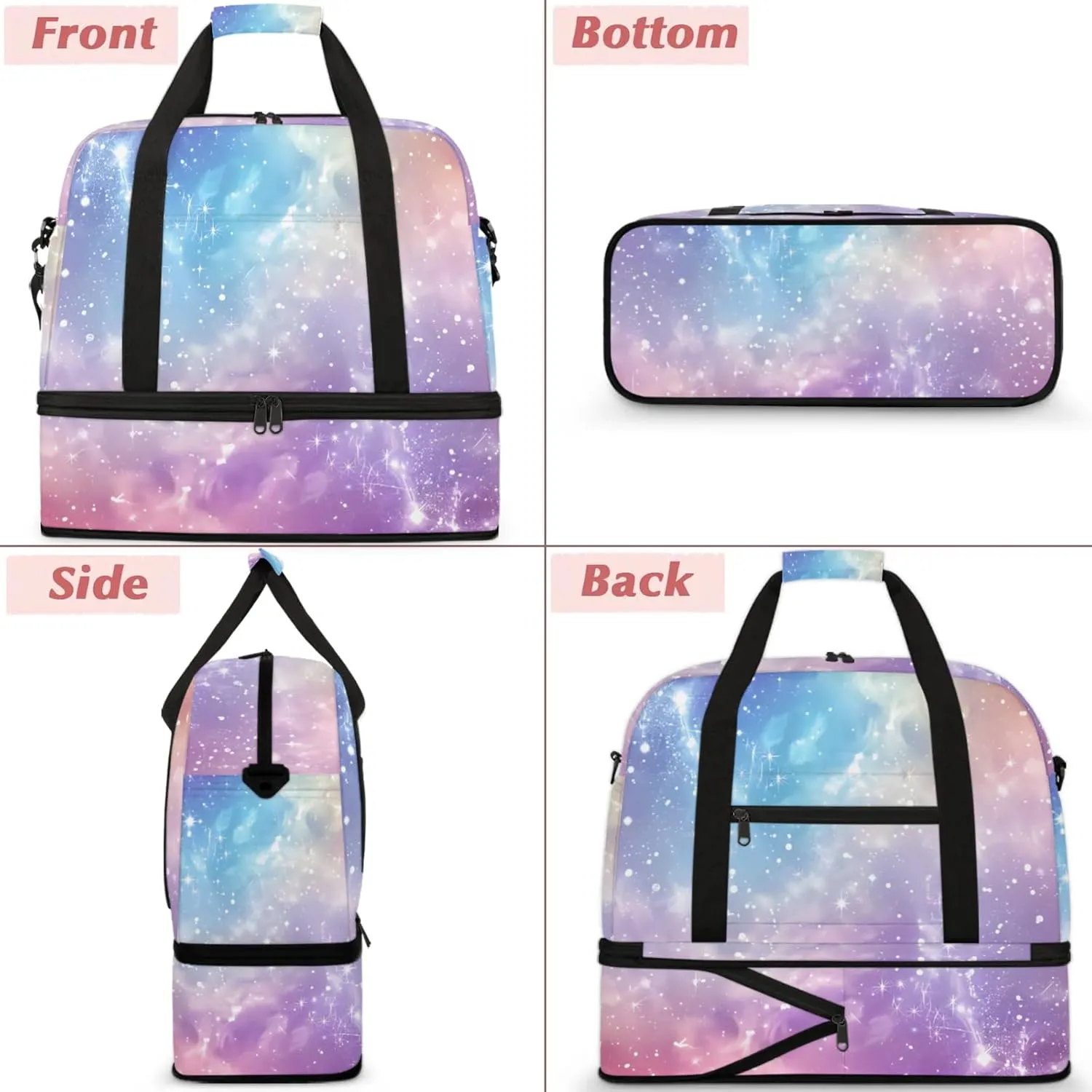 Large Weekender Overnight Bags Travel Duffel Bag for Women Men Galaxy Nebula Colorful Gym Bag With Shoe Compartment Foldie Travel Tote Bag Carry On Personal Item Bag for Travel Gym Sports