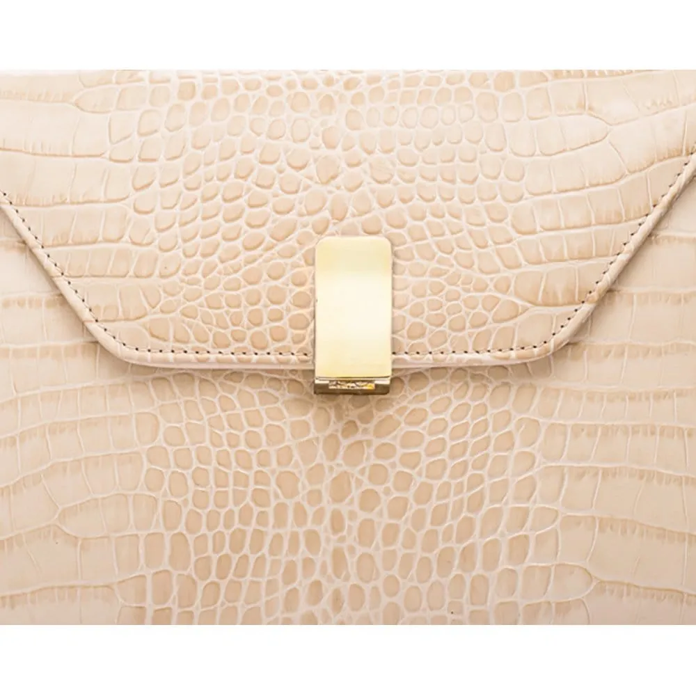 Leather Sabrina Bag - Ivory Croc-Effect