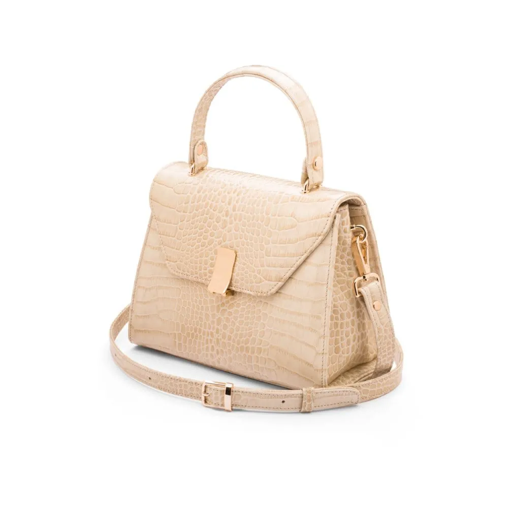 Leather Sabrina Bag - Ivory Croc-Effect