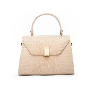 Leather Sabrina Bag - Ivory Croc-Effect