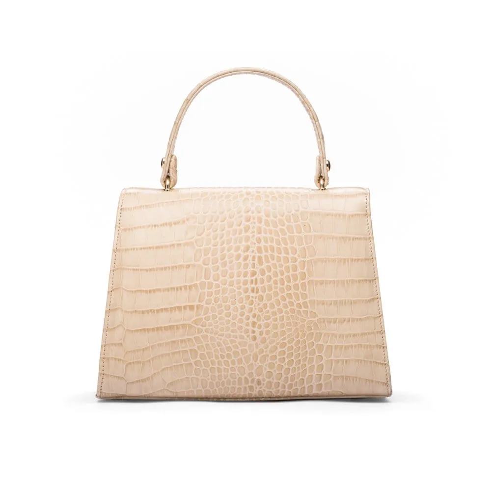 Leather Sabrina Bag - Ivory Croc-Effect