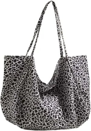 Leisure art canvas bag, leopard print velvet printed handbag, fashionable retro single shoulder women's bag
