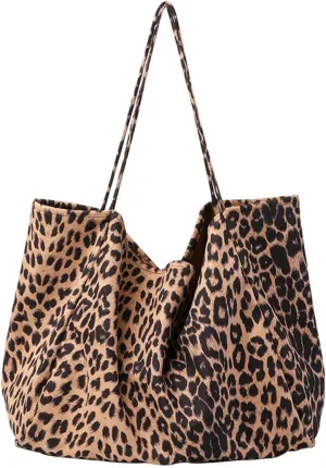 Leisure art canvas bag, leopard print velvet printed handbag, fashionable retro single shoulder women's bag