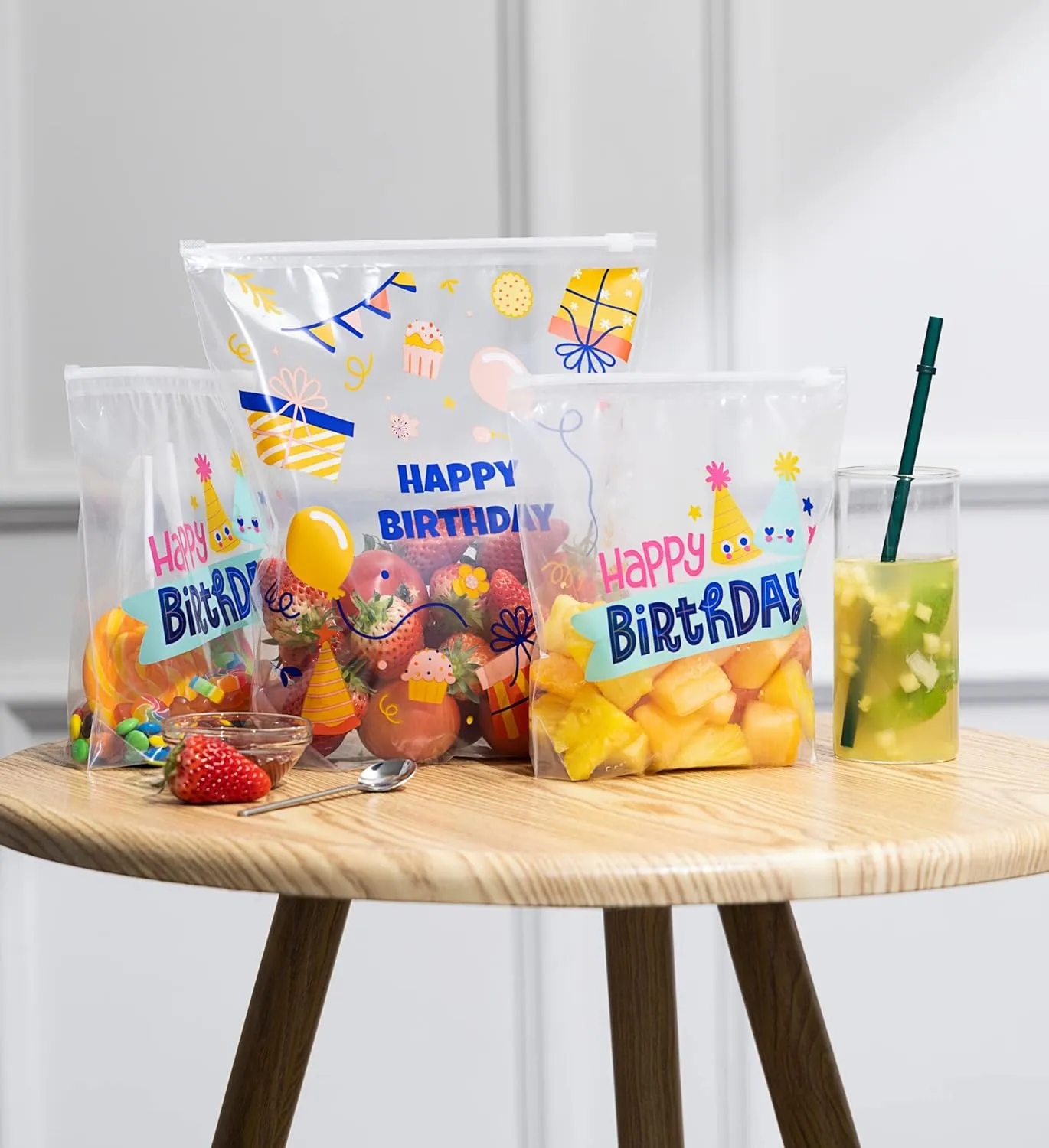 Limited Edition Slider Seal Bags 70 Count- Happy Birthday, Quart & Gallon Combo with Expandable Bottom, Treats, Candies, Souvenirs & More- 35 Quart/ 35 Gallon