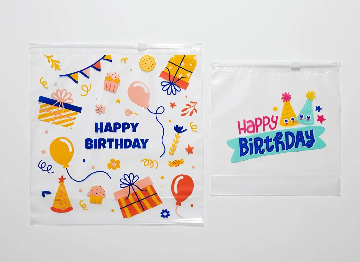 Limited Edition Slider Seal Bags 70 Count- Happy Birthday, Quart & Gallon Combo with Expandable Bottom, Treats, Candies, Souvenirs & More- 35 Quart/ 35 Gallon