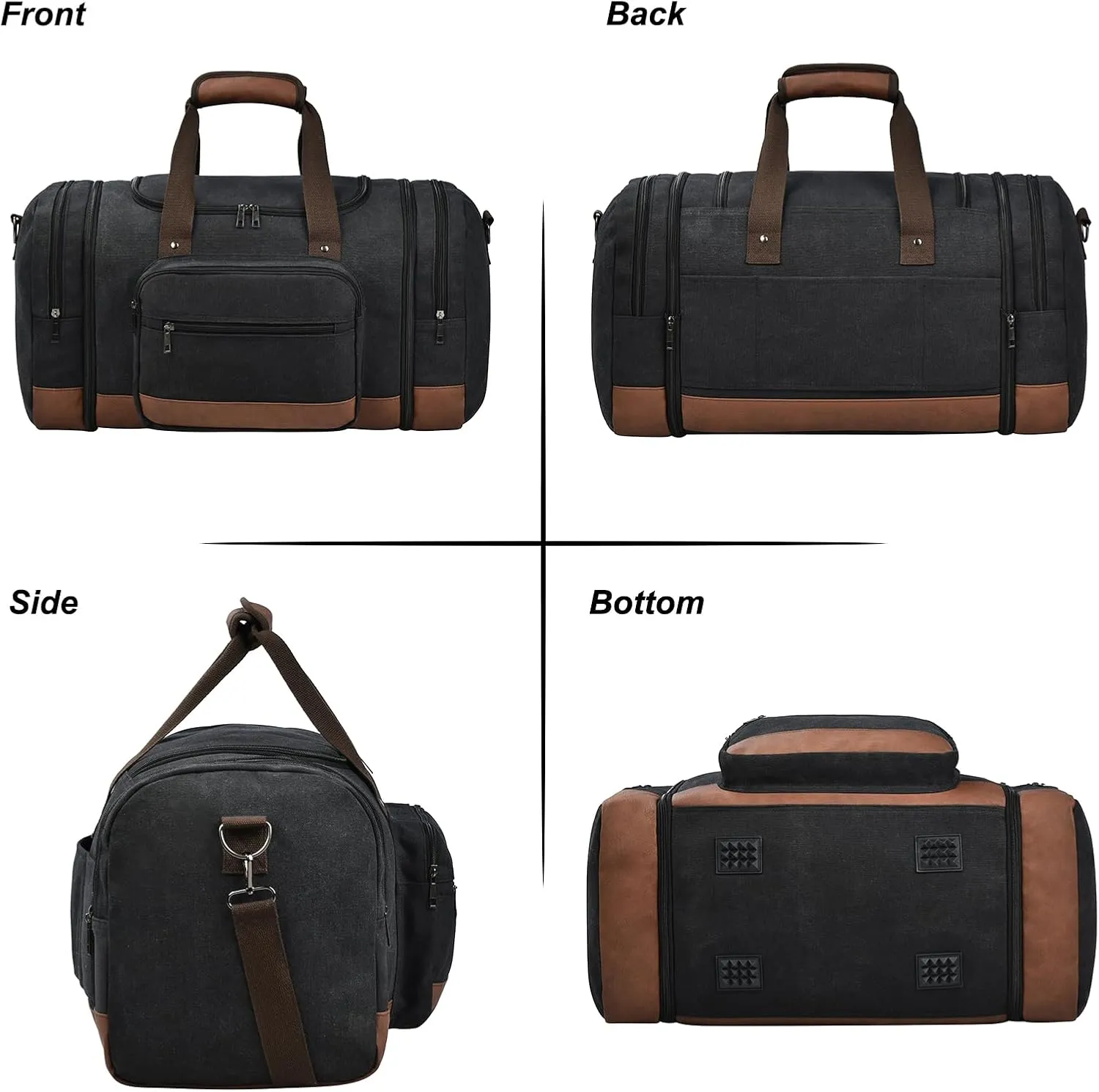 Litvyak Duffle Bag for Travel, Canvas Travel Duffel Bags Overnight Weekend Gym Carry on Luggage Bag for Men (Black Toiletry Bag)