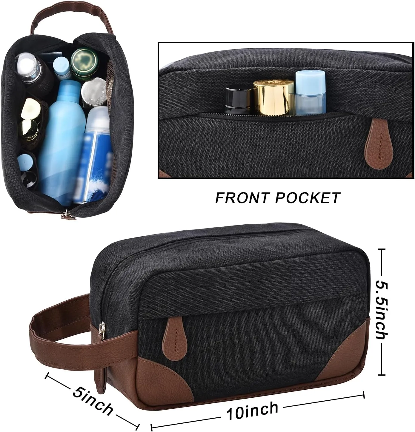 Litvyak Duffle Bag for Travel, Canvas Travel Duffel Bags Overnight Weekend Gym Carry on Luggage Bag for Men (Black Toiletry Bag)