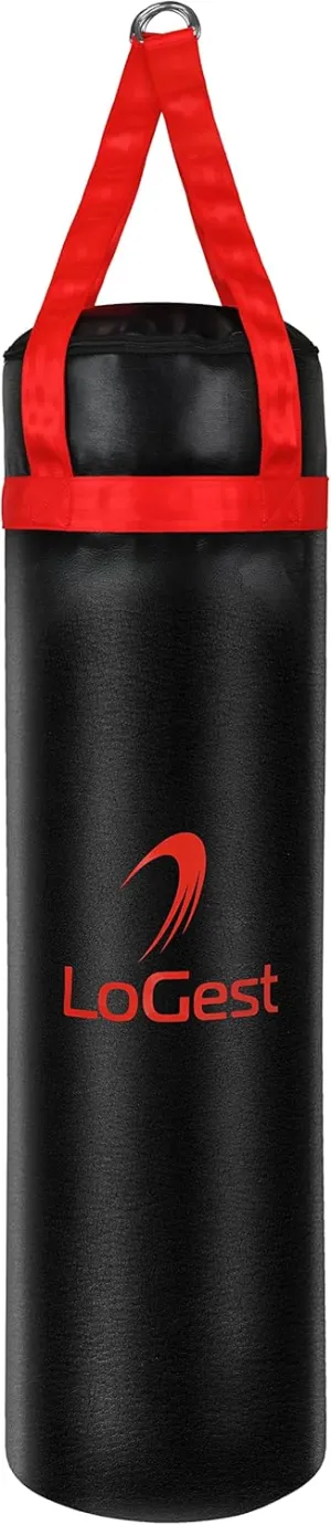 LoGest Boxing Bag - Hanging Punching Bag Sports Training Equipment - MMA, Karate, Judo, Muay Thai, Kickboxing - Hanging or Freestanding - Unfilled Max Capacity 100 Lbs - Heavy Punching Bag