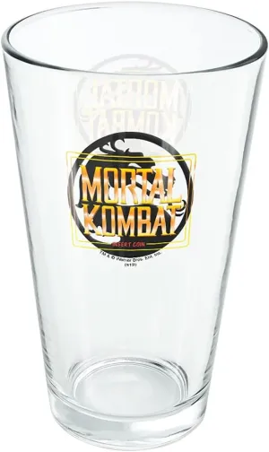 LOGOVISION Mortal Kombat Insert Coin 16 oz Pint Glass, Tempered Glass, Licensed Printed Design & A Perfect Fan Gift | Great for Cold Beverages, Soda, Water