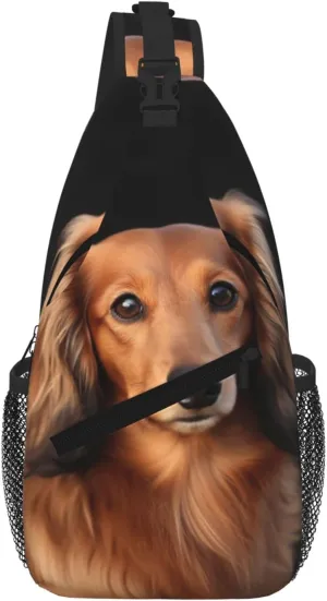 Long Haired Dachshund Sling Bag For Women Men Travel Hiking Backpack Crossbody Shoulder Chest Bags Casual Daypack
