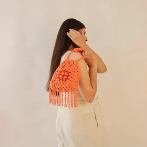 Long Handle Potli Bag | Hand-Crafted & Crochet | Cotton Yarn | Rust