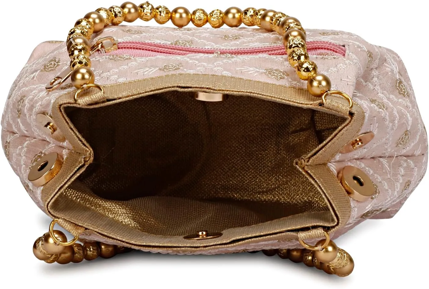LONGING TO BUY Indian Ethnic Designer Embroidered Silk Potli Bag Batwa Pearls Handle Purse