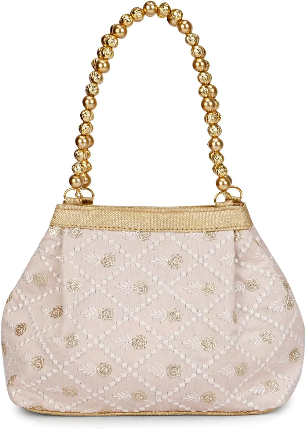 LONGING TO BUY Indian Ethnic Designer Embroidered Silk Potli Bag Batwa Pearls Handle Purse