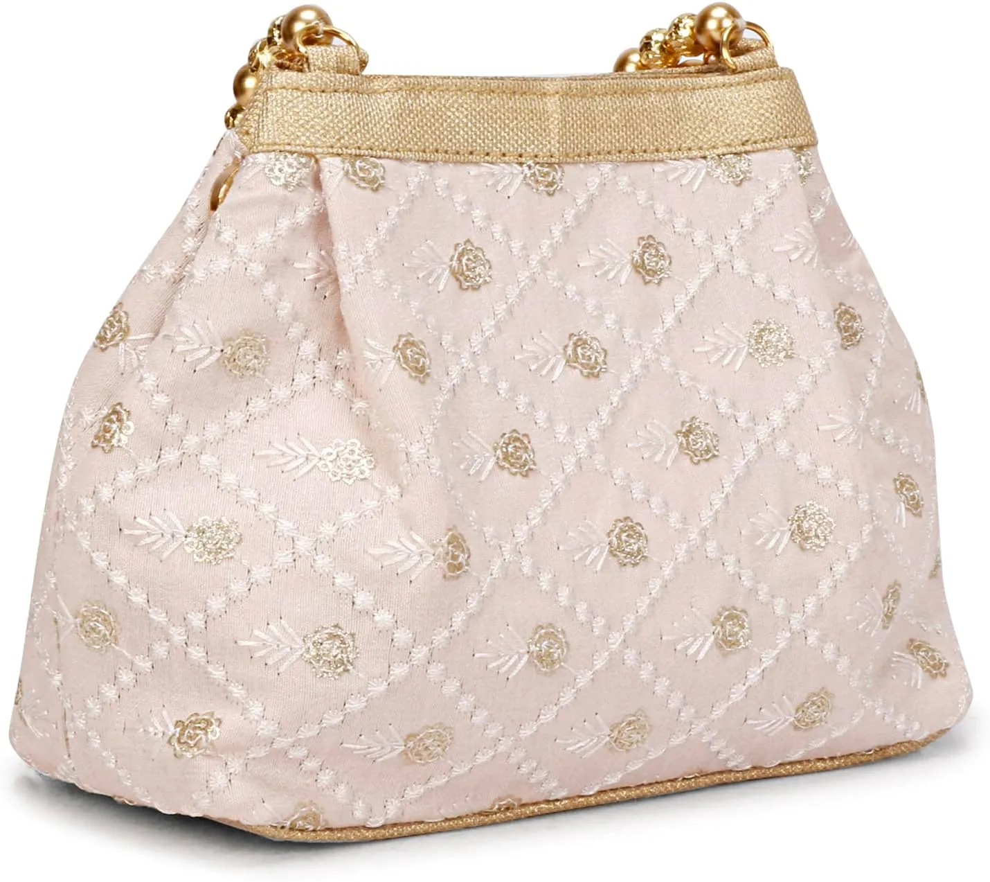 LONGING TO BUY Indian Ethnic Designer Embroidered Silk Potli Bag Batwa Pearls Handle Purse