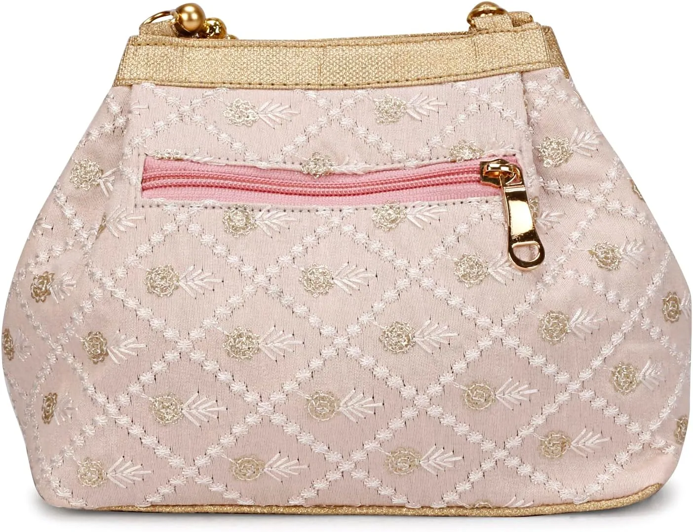 LONGING TO BUY Indian Ethnic Designer Embroidered Silk Potli Bag Batwa Pearls Handle Purse