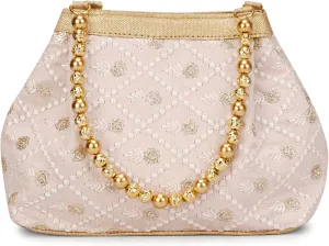 LONGING TO BUY Indian Ethnic Designer Embroidered Silk Potli Bag Batwa Pearls Handle Purse