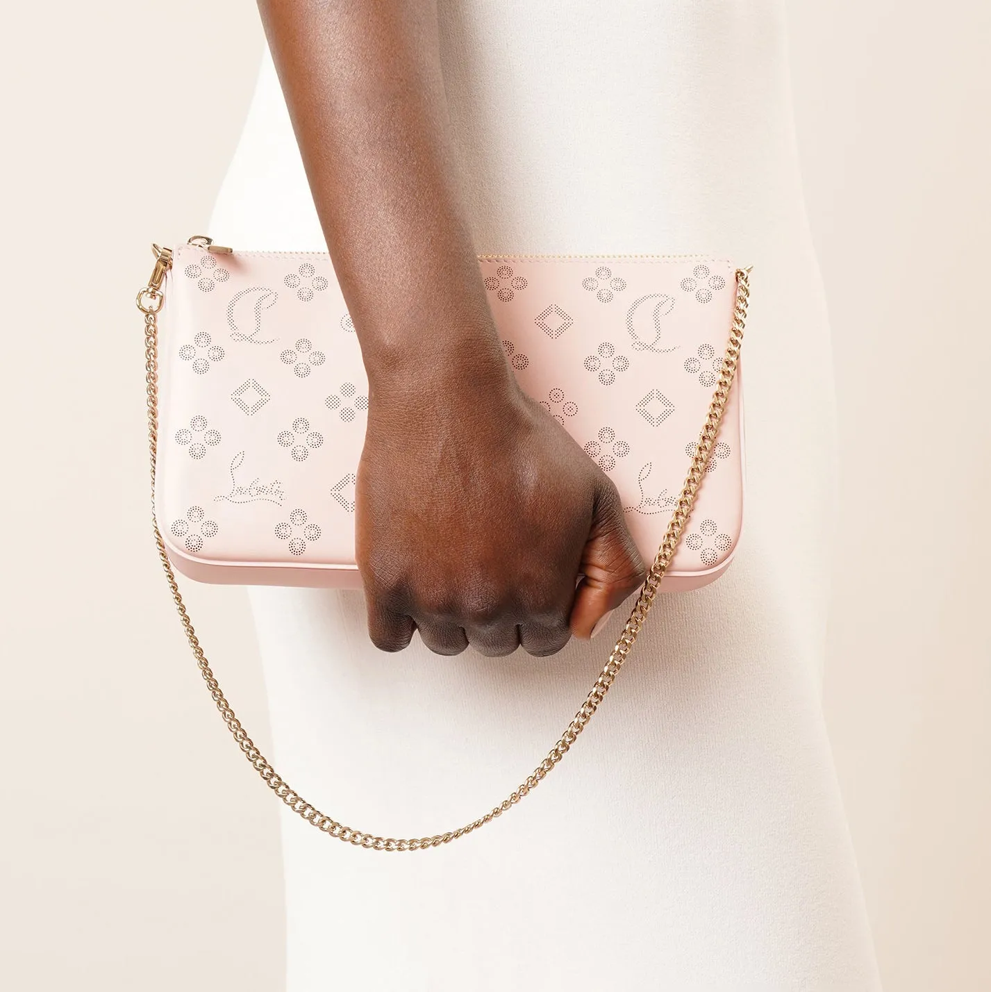Loubila pink patent pouch