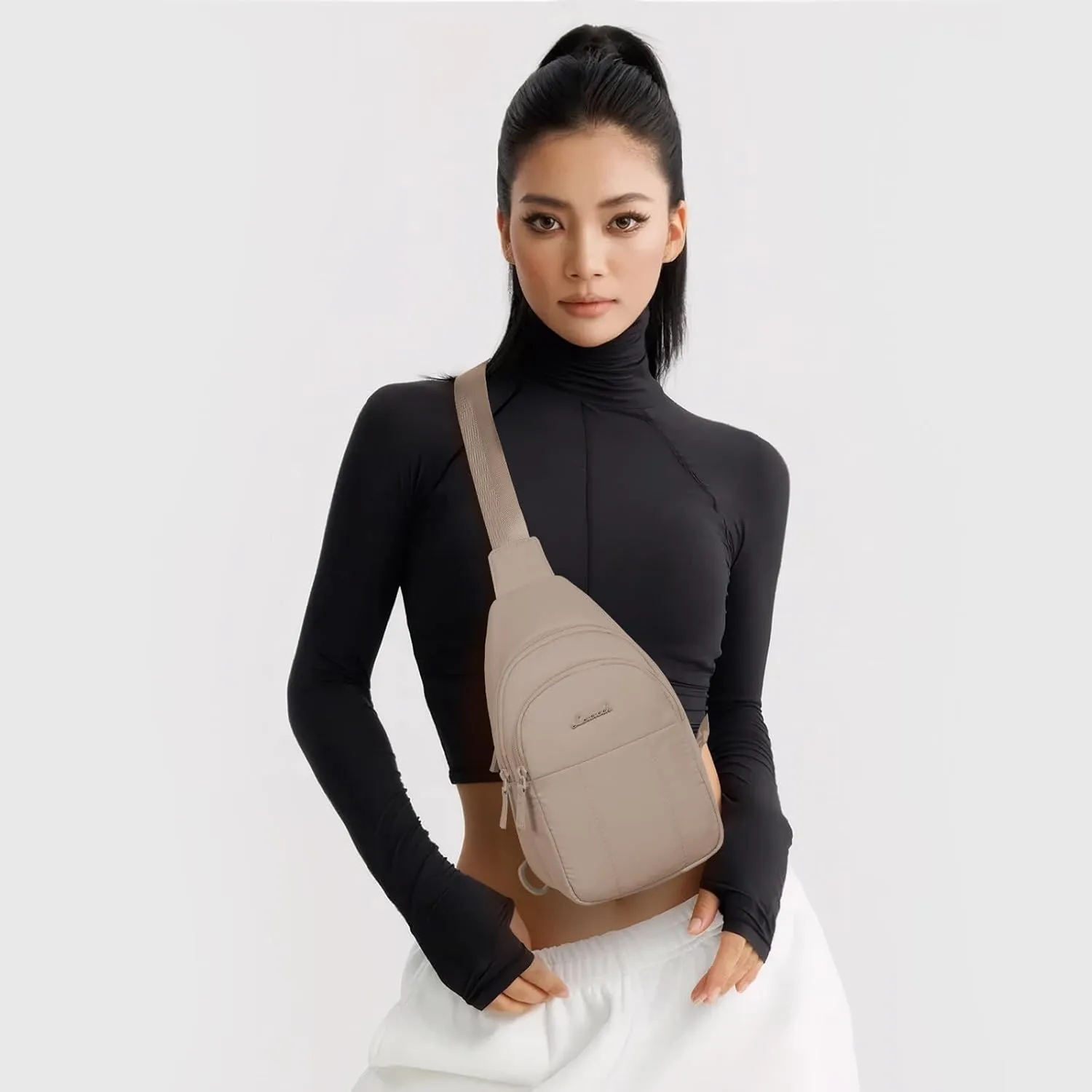 LOVEVOOK Sling Bag for Women, Puffer Crossbody Bags for Women, Small Sling Backpack, Travel Hiking Chest Bag Daypack
