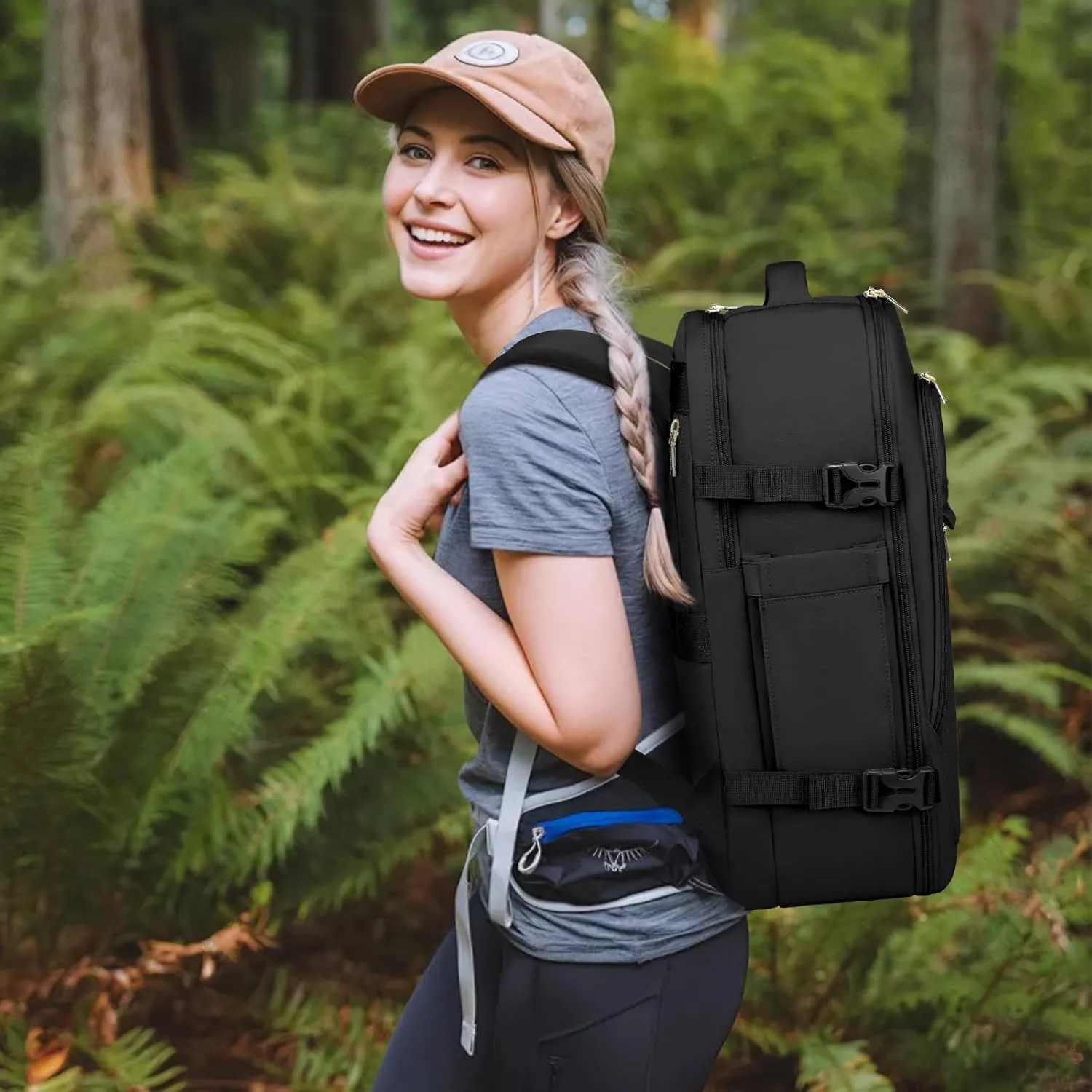 LOVEVOOK Travel Backpack for Women, TSA Personal Item Travel Bag fits 18" Laptop, Carry On Backpack for Weekender Business Hiking, Black
