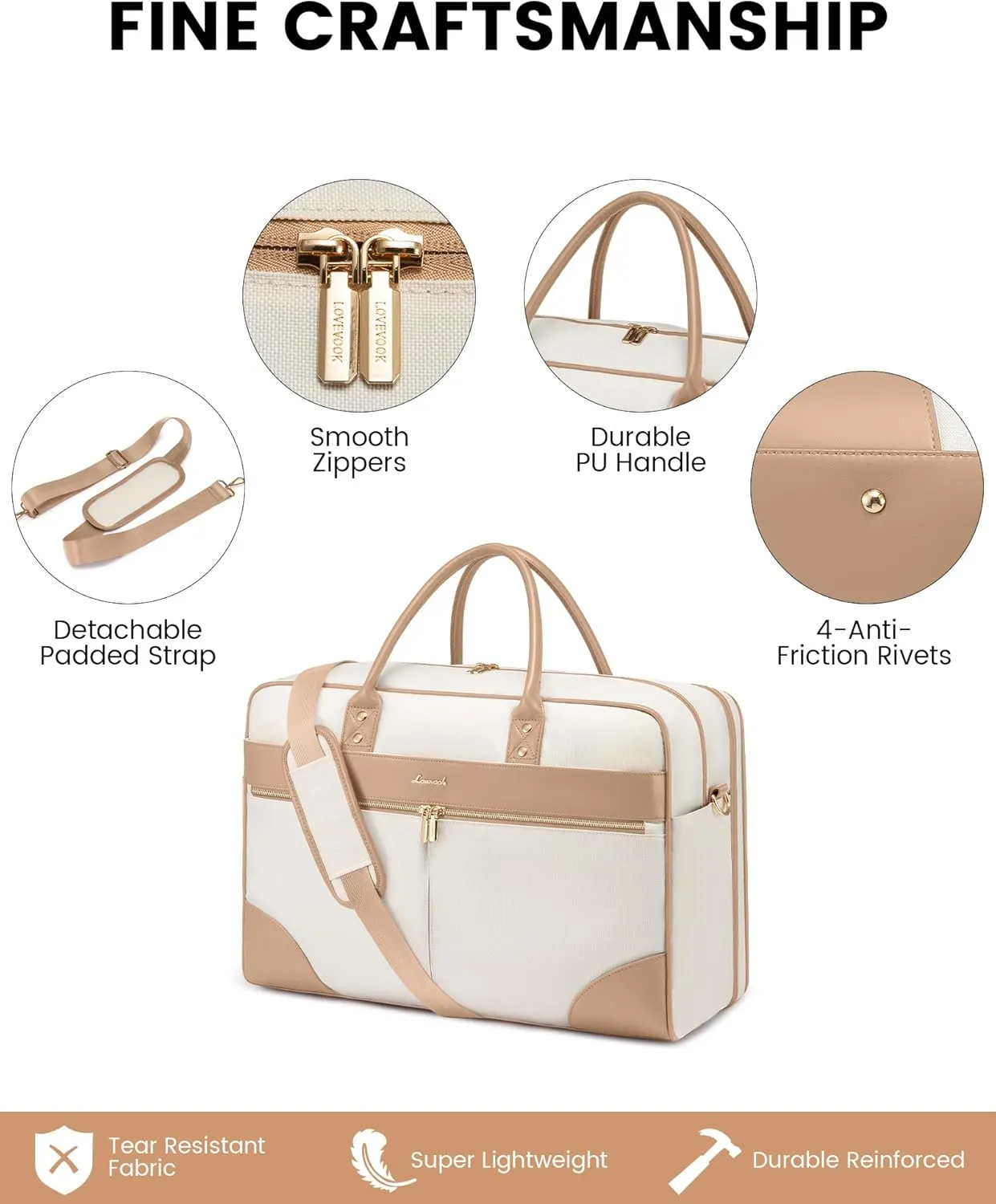 LOVEVOOK Weekender Travel Bag, Carry On Overnight Duffle Bag with Laptop Compartment, 4PCS Gym Duffel Bag for Women