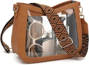 LOXOMU Clear Crossbody Bags Stadium Approved, Clear Purses with Guitar Strap Clear bag for Stadium Events, Concerts