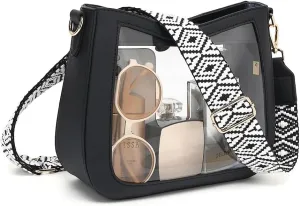LOXOMU Clear Crossbody Bags Stadium Approved, Clear Purses with Guitar Strap Clear bag for Stadium Events, Concerts