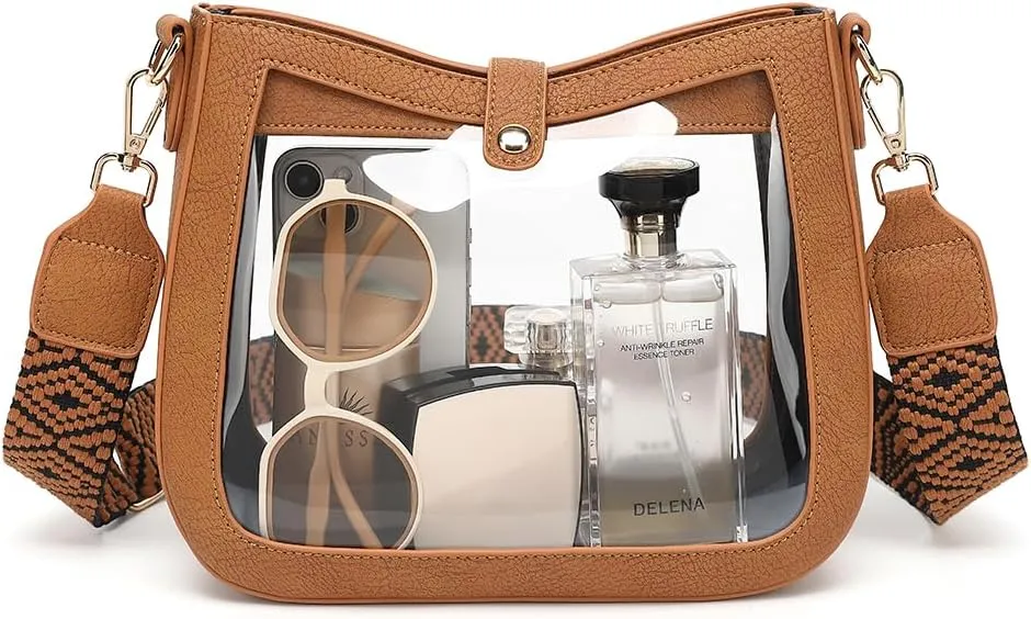 LOXOMU Clear Crossbody Bags Stadium Approved, Clear Purses with Guitar Strap Clear bag for Stadium Events, Concerts
