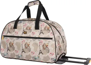 Lucas Luggage 22 Inch Printed Rolling Carry-On Suitcase Wheeled Duffel (22in, Paris)
