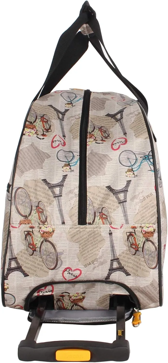 Lucas Luggage 22 Inch Printed Rolling Carry-On Suitcase Wheeled Duffel (22in, Paris)