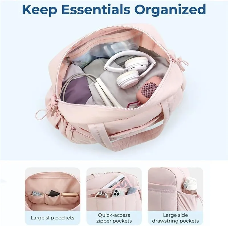 Luggage Bag Dry Wet Separation Travel Duffel Bag Gym Bag for Women with Weekender Bags Waterproof Hand Airport Cabin Bag(Pink)